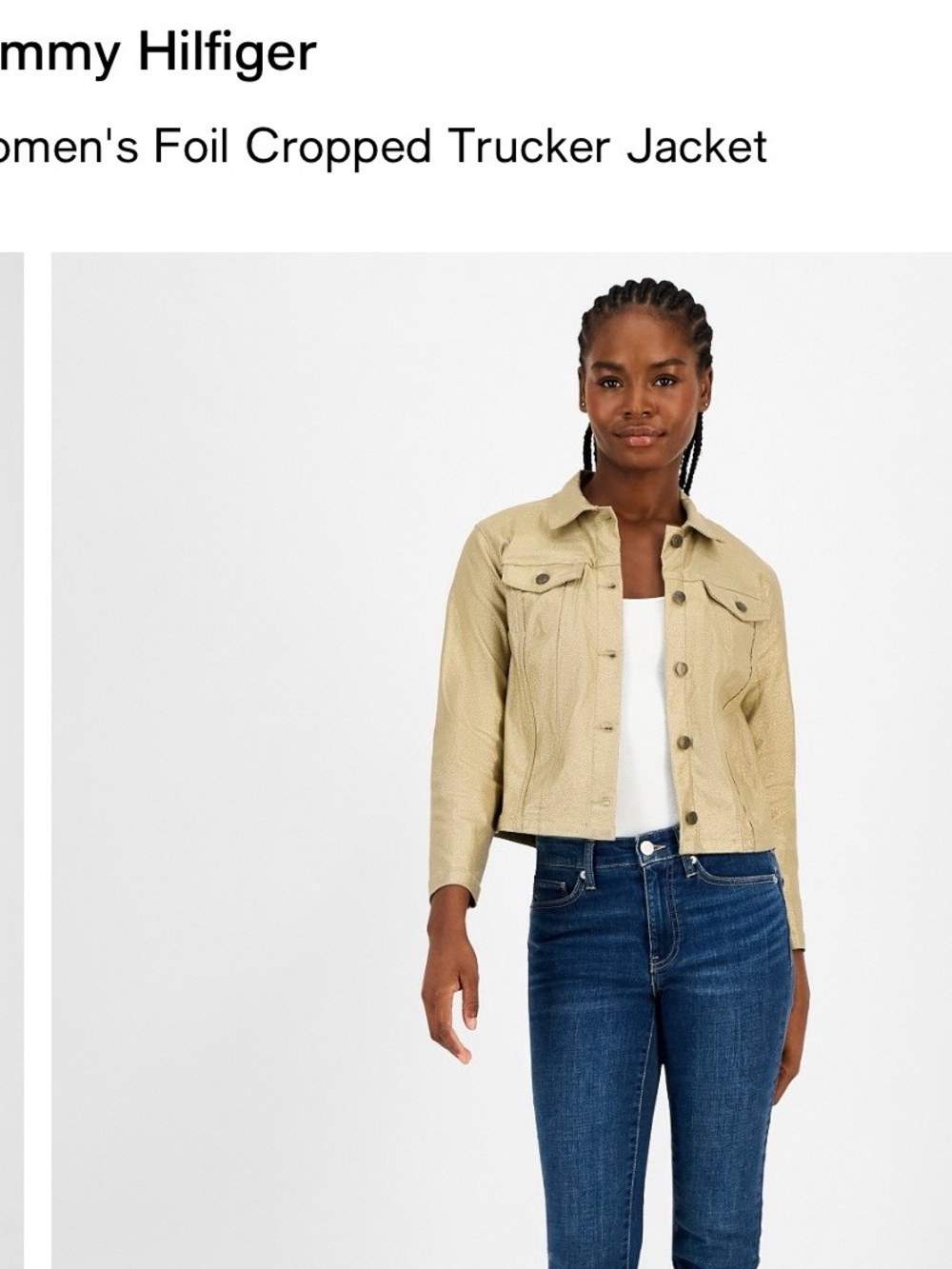 Women's Foil Cropped Trucker Jacket